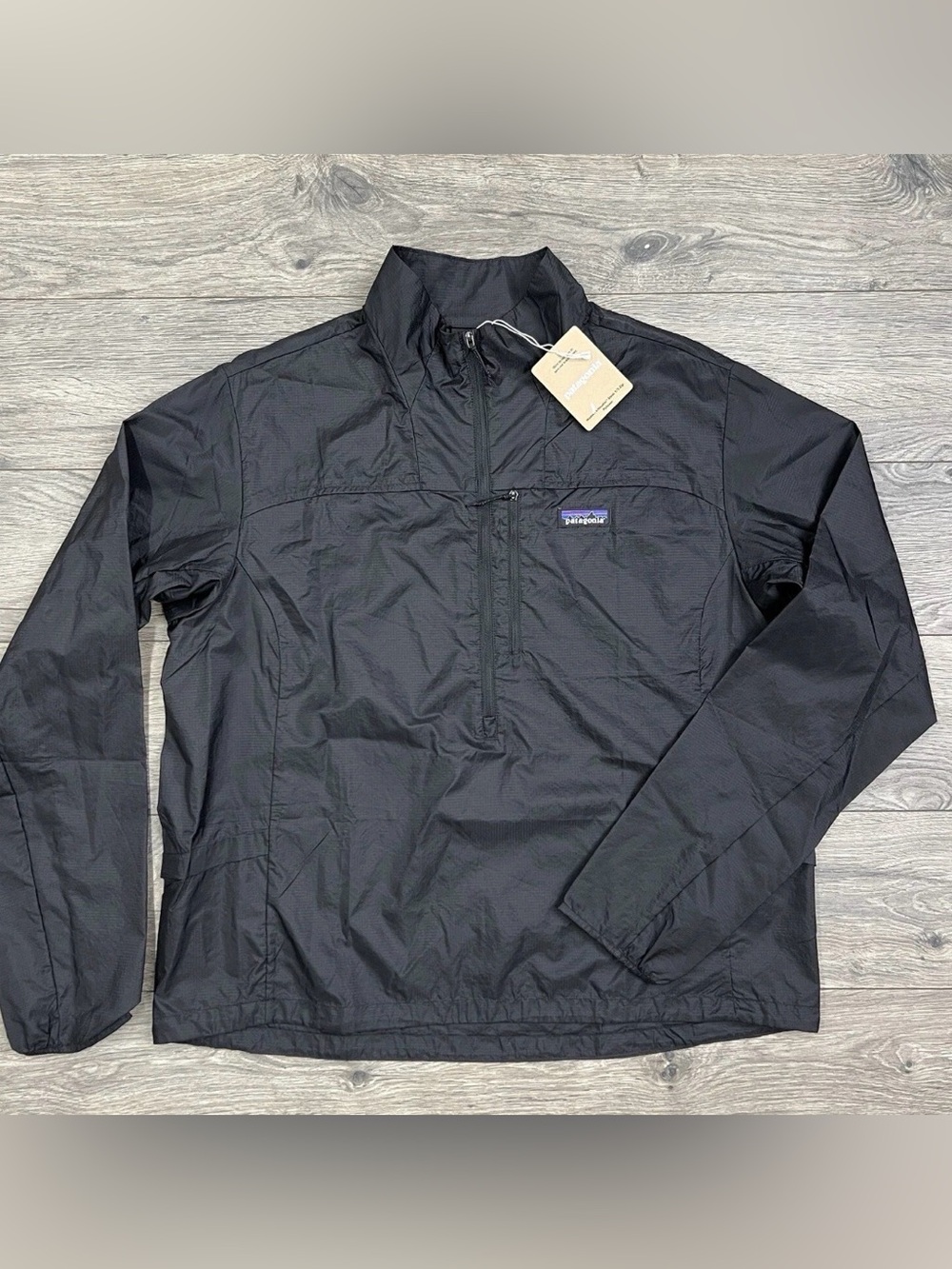 New Patagonia Houdini Stash 1/2 Zip Jacket Black Women’s Size M